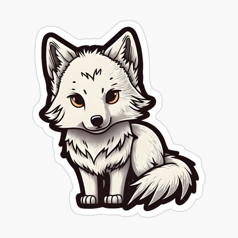 Get my art printed on awesome products. Support me at Redbubble #RBandME: https://www.redbubble.com/i/sticker/Kawaii-White-Wolf-by-CasualMadness/136484721.EJUG5?asc=u Cute Wolf Stickers, White Wolf Art, Kawaii Wolf, Wolf Sticker, Winter Wolves, Images Hello Kitty, Fluffy Tail, Baby Wolf, Dont Touch My Phone Wallpaper