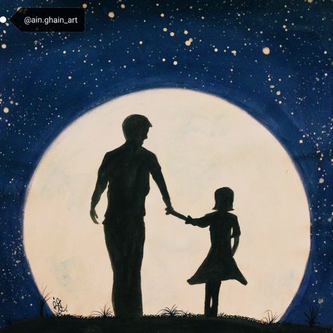 Father Daughter Painting Ideas, Father Daughter Sketch, Father And Daughter Painting, Father Daughter Painting, Father Painting, Father's Day Painting, Bottle Paintings, Father Picture, Father Daughter Photography