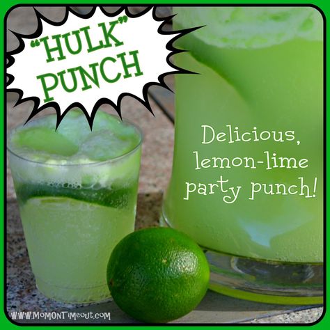 Avengers Party - HULK PUNCH Recipe Avengers Snacks, Hulk Birthday Party, Hulk Punch, Party Punch Recipe, Hulk Birthday Parties, Hulk Party, Marvel Birthday, Party Punch Recipes, Lime Sherbet