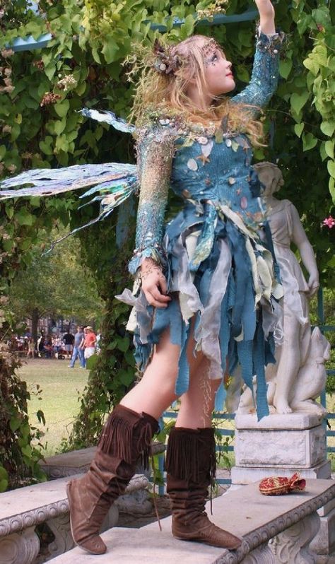 Water Fairy Costume, Woodland Fairy Costume, Pixie Costume, Faerie Costume, Ren Faire Outfits, Ren Faire Costume, Fairy Cosplay, Water Fairy, Fairy Outfit