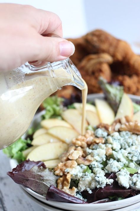 Apple, Blue Cheese & Walnut Salad Recipe Apple Cider Vinaigrette Dressing Recipe, Apple Cider Vinaigrette Dressing, Cider Vinaigrette Dressing, Creamy Apple Cider, Make Salad Dressing, Blue Cheese Salad Recipes, Pear And Blue Cheese Salad, Creamy Balsamic Dressing, Cheese Salad Dressing