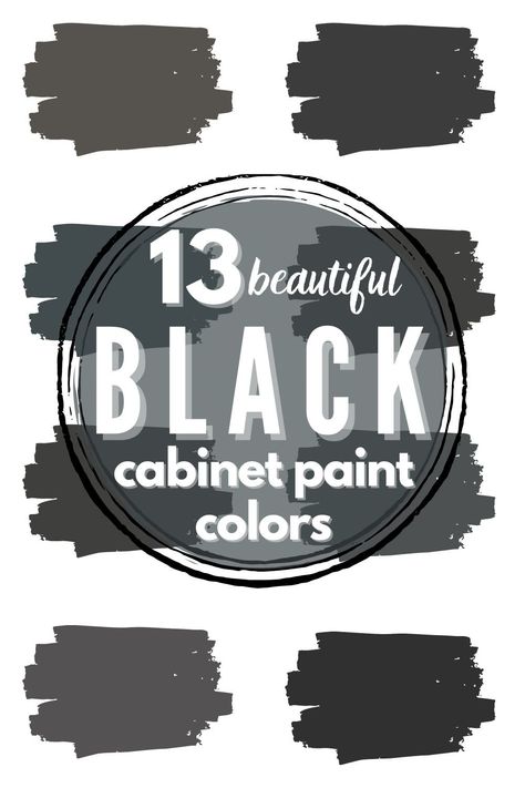 13 Best Black Kitchen Cabinet Paint Colors + Tips Black Cabinet Paint Color Benjamin Moore, Tile For Black Cabinets, Charcoal Black Kitchen Cabinets, Black Kitchen Cabinet Paint Colors, Best Black Kitchen Cabinet Color, Midnight Oil Cabinets, Best Black Cabinet Paint, Paint Bathroom Cabinets Black, Best Black Cabinet Paint Colors