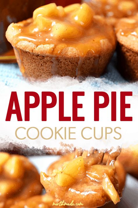 Apple Pie Cookie Cups, Apple Snickerdoodle, Apple Pie Cookie, Caramel Apple Pie Filling, Apple Cups, Apple Pie Cookie Recipe, Snickerdoodle Cookie Recipe, Cookie Cups Recipe, Apple Pie Cookies