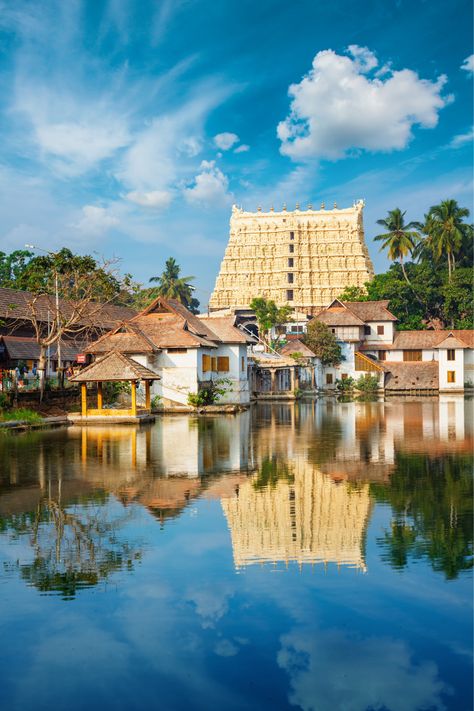 At the Sree Padmanabhaswamy Temple, visitors can witness the grand architecture that blends Kerala and Dravidian styles, with the iconic 7-storey gopuram towering above. The temple’s sanctum holds the reclining Vishnu deity, viewed through three distinct doors, each offering a different perspective. The temple's intricate stone carvings, murals, and sacred mandapams enrich the experience. Visitors also explore the mystery of the unopened vaults, said to contain unimaginable treasures. Anantha Padmanabha Swamy, Sree Padmanabhaswamy Temple, Padmanabhaswamy Temple, Spiritual Heart, Manifesting Vision Board, 2025 Vision, Ben Affleck, Vaulting, Kerala