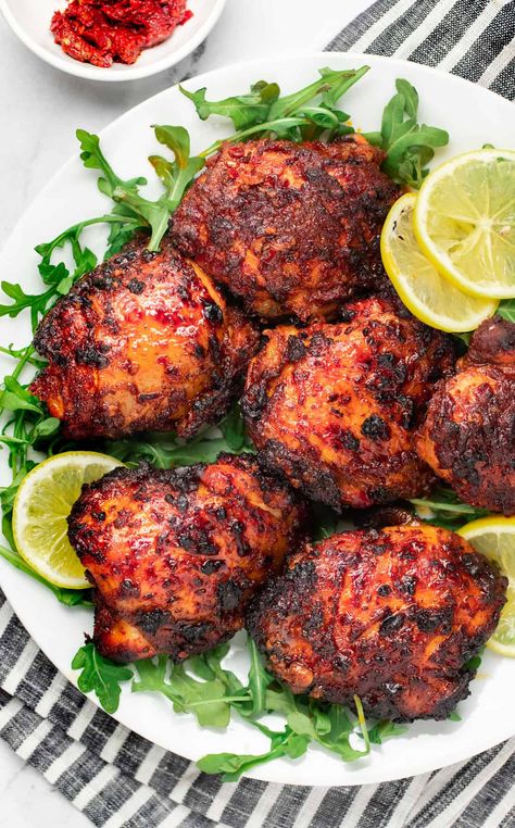 Harissa Chicken Harissa Roast Chicken, Harissa Chicken Thighs, Harissa Chicken Marinade, Harissa Marinade, Dinner Chicken Thighs, Chicken Breast Air Fryer, Weeknight Dinner Chicken, Fish Tagine, Chicken Bake Recipe