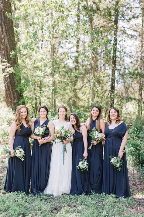 love these bridesmaid dresses for a wedding Astronomy Wedding, Vintage Astronomy, Long Ball Gown, Evening Dress Wedding, Pretty Bridesmaid Dresses, Wrap Dress Bridesmaid, Navy Bridesmaids, Wedding Bridesmaids Dresses Blue, Navy Blue Bridesmaid Dresses