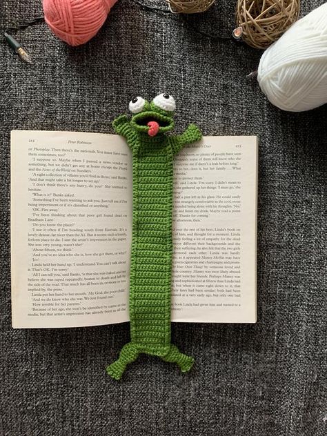 Crochet Silly Frog Bookmark Knitted Amigurumi Silly Frog | Etsy Frog Bookmark, Silly Frog, Knitted Amigurumi, Idea For Best Friend, Frog Crochet, Crochet Bookmark, Crochet Lion, Unique Bookmark, Crochet Unicorn