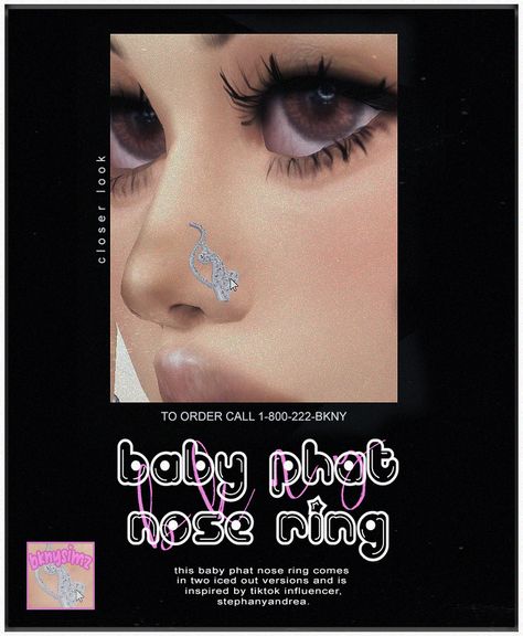 (TS4) bknysimz baby phat nose ring | BKNYSIMZ on Patreon The Sims 4 Cc Nose Ring, Sims 4 Facial Piercings, Sims 4 Piercings Nose, Sims 4 Cc Nose Pericings, Sims 4 Belly Ring, Sims4 Cc Nose Piercing, Sims 4 Piercings Cc Nose, Sims 4 Cc Y2k Accessories, Nose Piercing Sims 4 Cc