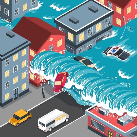 Tsunami Illustration, Natural Disaster, Free Business Card Mockup, Card Banner, Flyer Maker, Business Card Maker, Poster Maker, Video Background, Poster Invitation