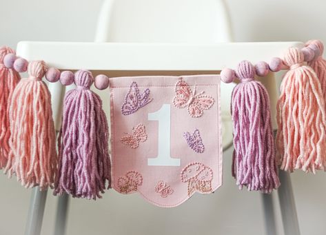 Fairy Mushroom High Chair Banner - Embroidery Butterfly Fairy Theme Decorations - Yarn Tassel Garland Highchair Banner 1st Birthday Girl's Fairy High Chair Banner, Fairy First Birthday High Chair Banner, 1st Birthday High Chair Decorations, Banner Embroidery, Fairy Birthday Party Decorations, Butterfly Fairies, Fairy Birthday Themes, Yarn Tassel Garland, High Chair Decorations