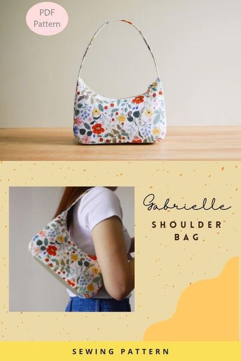 Bag Template Sewing, Sew A Bag Easy, Shoulder Bag Sewing Pattern Free, Fabric Handbags Patterns Free Sewing, Diy Baguette Bag Sewing Pattern, Sewing Patterns For Purses, Free Shoulder Bag Patterns To Sew, Mini Bag Sewing Pattern, Shoulder Bag Sewing Patterns