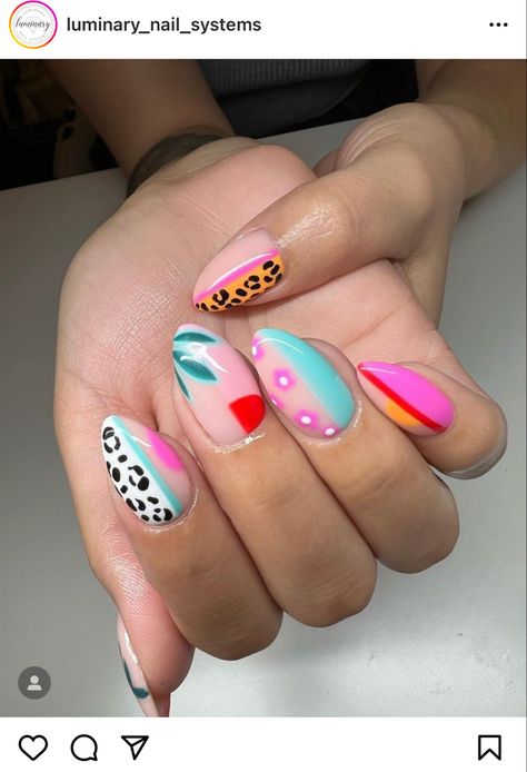 Jungle Nails Design, Easter Nail Ideas Spring, Easter Nails Designs, Mix Nails, Safari Nails, Summer Nails Art Designs, Summertime Nails, Easter Nail Ideas, Summer Nails Coffin