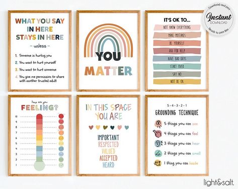 Counselor Office Decor, School Counselor Office Decor, Health Posters, Counselors Office Decor, School Counselor Office, Feelings Chart, Counselor Office, Growth Mindset Posters, Mental Health Posters