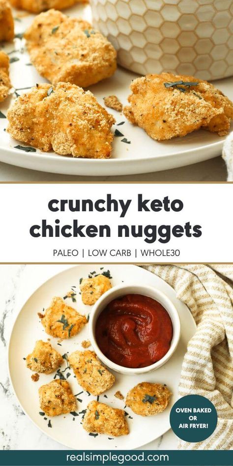 Keto Chicken Nuggets, Healthy Chicken Nuggets, Sugar Free Ketchup, Low Carb Veggies, Unprocessed Food, Free Keto Recipes, Keto Recipe, Keto Meals, Low Carb Chicken