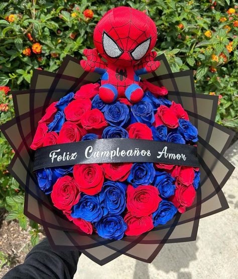 amscreations | i hope this helps🥰 lmk if you have any questions⬇️ • • • #florist #bouquet #rosebouquet #sandiegoflorists #roses #explor #explorepage... | Instagram Spiderman Bouquet, Bouquet For Him, Cute Bouquets, Ribbon Rose Bouquet, Bf Bday, Flowers Money, Hello Kitty And Spiderman, Girlfriend Proposal, Ribbon Rose Bouquets