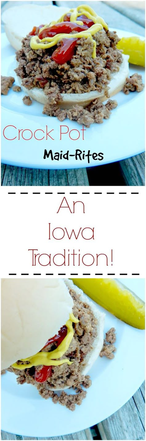 crock pot iowa maid-rites (sweetandsavoryfood.com) Maidrite Recipe Iowa Crockpot, Maidrites Recipe Crockpot, Maid Rites Recipe Iowa Crockpot, Crock Pot Maid Rites, Iowa Maid Rites Recipe, Maidrite Recipe Iowa, Iowa Maid Rites, Maidrites Recipe, Loose Meat Sandwich