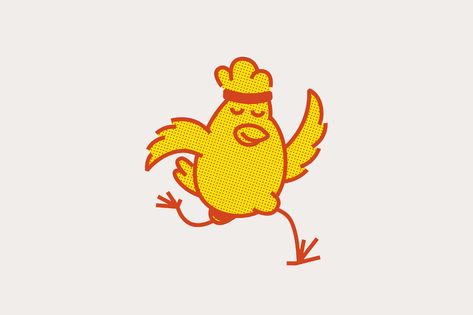 Brand New: New Logo and Packaging for Ryabchick by Naked Bureau Pepper Logo Design, Chicken Mascot, Running Illustration, Chicken Bucket, Chicken Logo, Chicken Design, Chicken Little, Duck Logo, Team Mascots