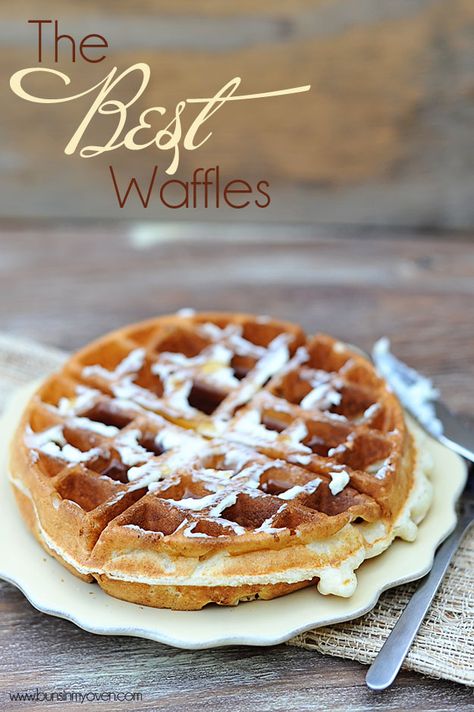 The Best Waffles (ever) from Buns In My Oven-These are good, but very cinnamony. The kids have liked them though. Best Belgian Waffle Recipe, The Best Waffles, Best Waffle Recipe, Best Waffles, Belgian Waffles Recipe, Waffle Iron Recipes, Crispy Waffle, Waffle Recipe, Stroopwafel