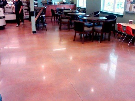 pink over brown painted concrete flooring. color is off but idea is there Rocker Room, Polish Concrete, Painted Hardwood Floors, Home Building Kits, Pink Concrete, Mexican Bathroom, Concrete Epoxy, Painted Concrete, Painted Concrete Floors