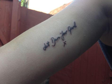 Tattoo 'Let Down Your Guard' written by Liam Fray from Courteeners Liam Fray, Written By, Tatting, Tattoo Quotes, Tattoo Ideas, Tattoos