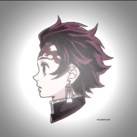 His side profile is gorgeous Anime Character Side Profile, Tanjiro Side Profile, Demon Slayer Side Profile, Kny Side Profile, Anime Side Profile, Side Face Drawing, Anime Study, Tanjiro Icons, Anime Drawing Sketches