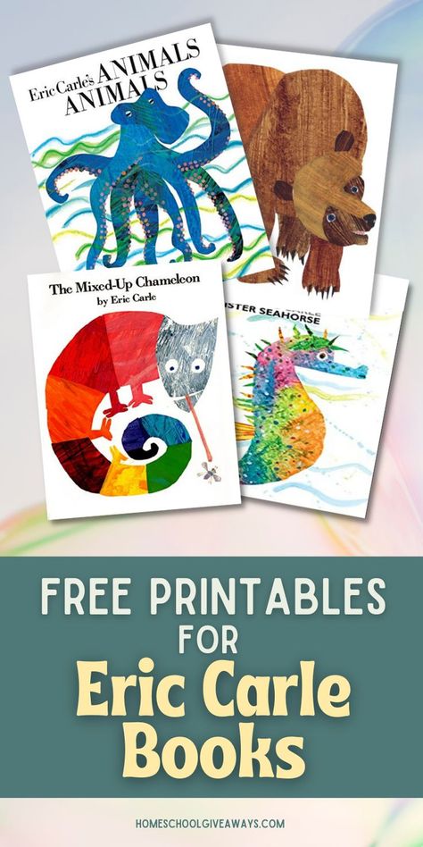 Book And Craft Preschool, Eric Carle Coloring Pages Free Printables, Eric Carle Book Activities, Eric Carle Printables Free, Prek Book Activities, Author Week Preschool, Book Themes For Preschool, Storybook Preschool Activities, Eric Carle Kindergarten Activities