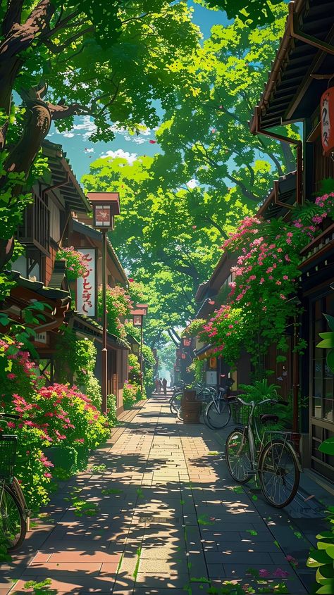 Anime Street, Dreamy Artwork, Cocoppa Wallpaper, Japon Illustration, Cool Wallpapers Art, Fantasy Art Landscapes, Pretty Wallpapers Backgrounds, 판타지 아트, Dreamy Art