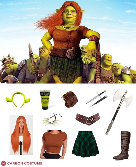 Warrior Fiona from Shrek Forever After Costume | Carbon Costume | DIY Dress-Up Guides for Cosplay & Halloween Warrior Fiona Shrek, Fiona Outfit Shrek, Fiona Shrek Costume Diy, Fiona Diy Costume, Diy Shrek Character Costumes, Diy Fiona Costume Shrek, Fiona From Shrek Costume, Shrek Costume Ideas Women, Shrek Movie Costumes