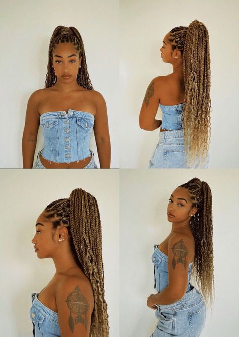 box braids black girl, Vacation Box Braids For Black Women, Spring Knotless Braids, Spring Box Braids, Box Braids Mixed Colors, Colors Box Braids, Ashanti Braids, Vacation Braids For Black Women, Protective Hairstyles For Black Women, Vacay Hair