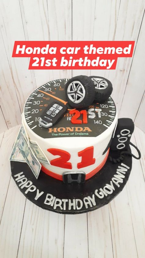 Honda Themed Birthday, Honda Birthday Cake, Honda Cake Ideas, Car Cakes For Men Birthdays, Speedometer Cake, Car Theme Cake For Men, Cake For Car Lover, Car Theme Cake, Car Cakes For Men