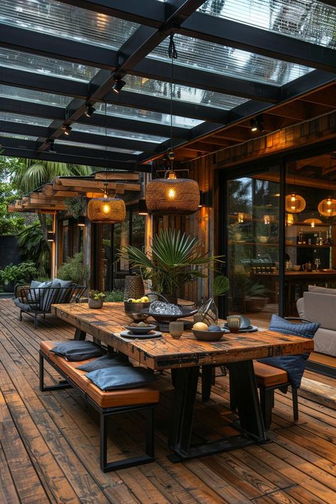 19 Unique Patio Roof Extension Ideas For A Stunning Backyard 23 Patio Roof Extension Ideas, Design Per Patio, Unique Patios, Outdoor Patio Designs, Roof Extension, Patio Roof, Backyard Fences, Backyard Patio Designs, Outdoor Dining Area