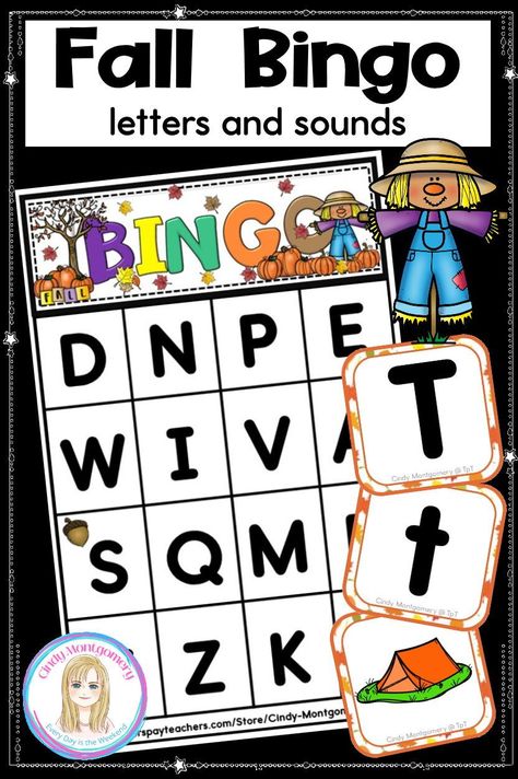 Kindergarten and first grade students will have fun playing this Fall Letters and Sounds Alphabet Bingo Game while practicing capital letters, lowercase letters, and sounds! Fall Alphabet Bingo will work wonderfully for Fall and Thanksgiving Units and Parties, Sub Plans, indoor recess, Literacy Centers, small groups, whole group, ESOL, new or struggling learners, or in special education classrooms. Fall Letter Sound Activities, Whole Group Letter Sound Activities, I Have Who Has Alphabet Game Free, Thanksgiving Literacy Kindergarten, Alphabet Bingo Printable Free, Fall Centers Kindergarten, Fall Literacy Activities Preschool, Abc Bingo, Fall Letters