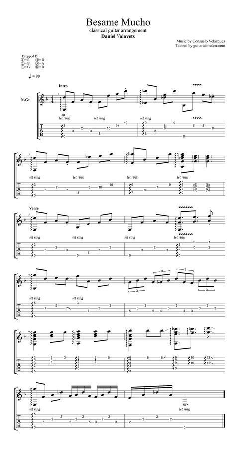 Besame Mucho fingerstyle classical guitar tab - pdf guitar sheet music - guitar pro tab download Flamenco Guitar Lessons, Francis Goya, Tabs Guitar, Classical Guitar Lessons, Classical Guitar Sheet Music, Fingerstyle Guitar Lessons, Popular Piano Sheet Music, Guitar Tabs Acoustic, Jazz Guitar Lessons