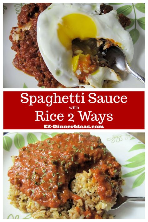 Recipes for Leftover Spaghetti Sauce with Rice 2 Ways What To Make With Spaghetti Sauce, Spaghetti Sauce Leftovers Ideas, Leftover Spaghetti Sauce Ideas Dinners, Leftover Spaghetti Sauce Ideas, Recipes For Leftover Spaghetti, Recipe For Leftover Spaghetti Sauce, Spaghetti Rice, Leftover Spaghetti Sauce, Sauce Ideas