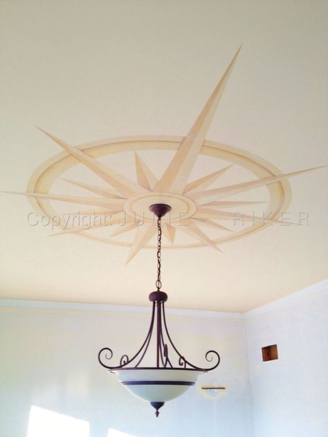 Compass Ceiling, Dream Home Office, Artistic Lighting, Compass Rose, Bedroom Ceiling, Faux Finish, Wall Finishes, Home Office Ideas, Ceiling Decor