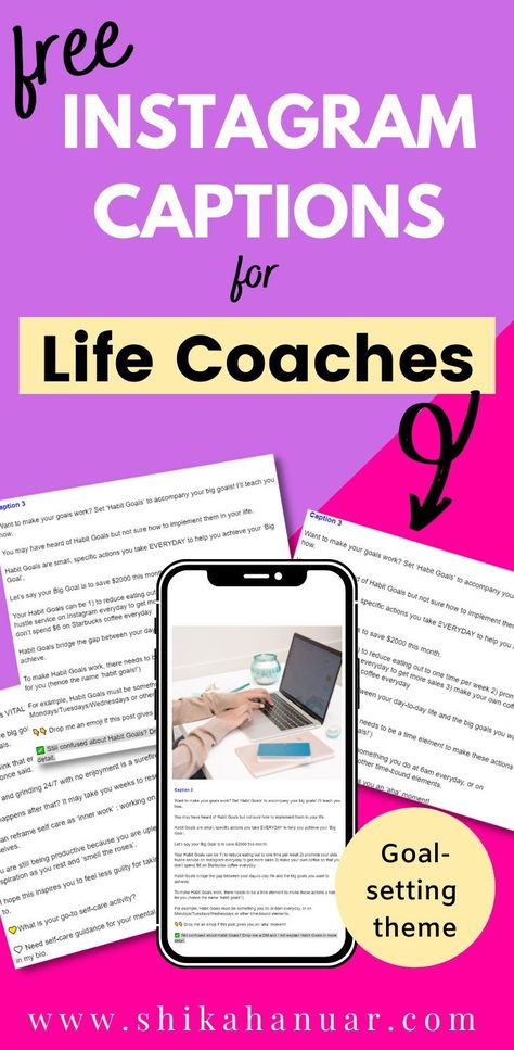 I’ve created free goal setting instagram captions for life coaches like you so that you can have 1 week’s content done and dusted! If you are looking for done for you content for life coaches, these captions are just some of the free coaching content I provide. I’ve created these social media posts specially for life coaches because I understand how busy coaches can get when they are juggling 1001 tasks everyday. Life coach Instagram content creation takes effort - leave the hard work to me! Coaching Content, Life Coaching Worksheets, Coaching Worksheets, Motivational Captions, Done And Dusted, Coaching Tips, Coach Instagram, Health Blogger, Free Coaching