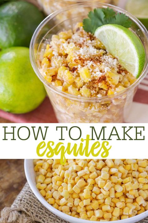 Esquites is a tasty corn salad topped with chili and cotija cheese. It's incredibly delicious and easy to whip up! #esquites #esquitesrecipe #mexicancorn Esquites Recipe, Corn In A Cup, Corn Side Dish, Cotija Cheese, Salad Toppings, Frozen Corn, Corn Recipes, Grilled Corn, Veggie Side Dishes