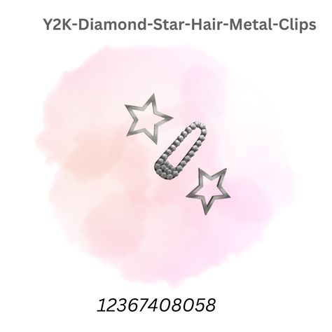 Y2K-Diamond-Star-Hair-Metal-Clips Code. Star Roblox Code, Bloxburg Hair Clips Codes, Berry Avenue Codes Star, Roblox Hair Clips Codes, Star Clip Hairstyles, Roblox Hair Accessories Codes, Roblox Item Codes, Roblox Accessories Codes, Accessory Codes