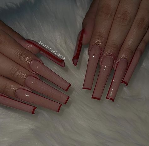 Red Bottom Nails Acrylic, Red Bottoms Nails, Nails Red Bottoms, Red Bottom Nails, Red Acrylic Nails, Girly Acrylic Nails, Glow Nails, Short Square Acrylic Nails, Acrylic Nails Coffin Pink