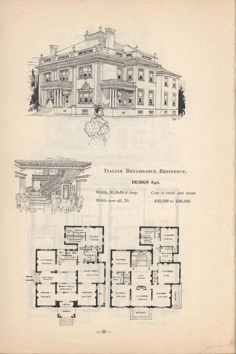 Artistic city houses, no. 43 : Herbert Chivers : Free Download, Borrow, and Streaming : Internet Archive Italianate Floor Plans, Historic Mansion Floor Plan, Vintage Mansion Floor Plan, Italianate House Plans, Victorian House Floor Plans, Vintage Floor Plans, City Houses, Victorian House Plans, Unique House Plans