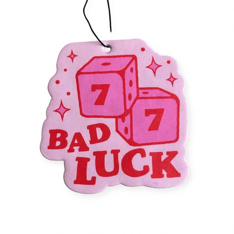 Need a burst of fresh air? The Bad Luck air fresheners smell great and will fit in with any of your cute decor! They feature hand-drawn artwork, printed on high-quality material! Scent: Old school On an elastic hanger for easy placement Double-sided, full-color quality printing Approximately 3" x 3" Designed with love Cool Air Fresheners For Car, Car Freshener Design, Beachy Car, Doll Quotes, Dream Boutique, Fun Gadgets, Car Things, Home Air Fresheners, Cool Car Accessories