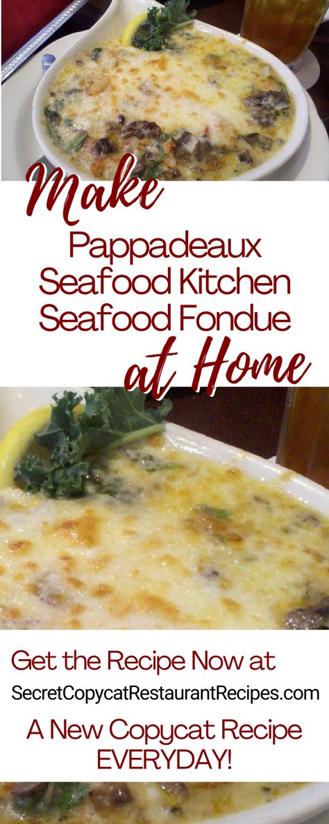 Papadeaux Recipes Fondue, Seafood Fondue Recipes, Pappadeaux Fondue Recipe, Pappadeaux Recipe Copycat, Seafood Fondue, Pappadeaux Recipe, Pappadeaux Seafood, College Meal, Fondue Dinner