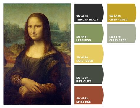 Mona Lisa colors Mona Lisa Color Palette, How To Paint Mona Lisa, Buff Mona Lisa, Mona Lisa Facts, Mona Lisa Smile Movie Poster, Clary Sage, 20 Century, Last Supper, Detailed Drawings