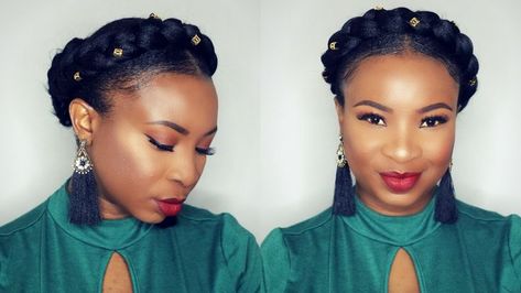 easy protective style Halo Hair Styles, Halo Braid Tutorial, Halo Braid Natural Hair, Halo Braid Tutorials, Braid Natural Hair, Expression Braiding Hair, Protective Style Braids, Halo Braids, Short Relaxed Hairstyles