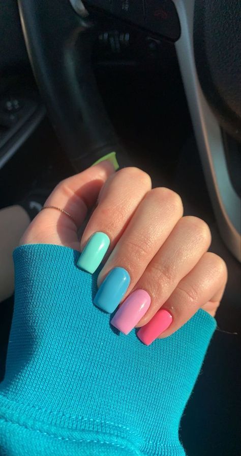 63 Cute Spring Nails Colors For 2023 | Summer Nails Coffin Cute Summer Nails For Teens, Multicolored Nails Summer, Solid Nail Color Ideas Summer, Solid Nail Color Ideas Spring, Spring Nails Square Short, Cinnamoroll Things, Summer Nails 2023, Baby Boomers Nails, Spring Break Nails