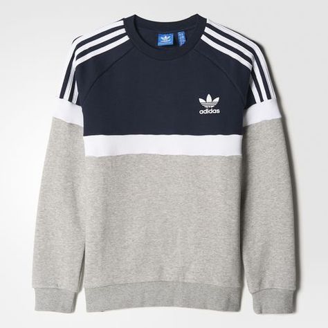 adidas - Colorblock Sweatshirt Mens Adidas Outfit, Adidas Men Clothing, Adidas Sweatshirts, Addidas Shirts, Adidas Sweatshirt Mens, Adidas Clothes, Colorblock Sweatshirt, Adidas Vintage, Color Block Sweatshirt