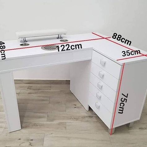 PREMIUM JUNIOR Model | lsbeauty Nail Space Ideas, Diy Manicure Table, Nail Table Set Up, Mesa Nail Designer, Nails Salon Design Ideas, Nail Desk Ideas, Nail Studio Ideas Small Spaces, Nail Table Ideas, Nail Tables