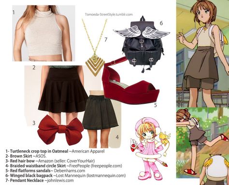 Cardcaptor Sakura Outfits Casual, Cardcaptor Sakura Inspired Outfits, Card Captor Sakura Outfits, Cardcaptor Sakura Outfits, Sakura Outfits, Japan Ootd, Outfit Anime, Sakura Card Captor, Anime Inspired Outfits