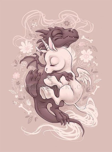 Dragon unicorn love Fairy Dragon, Baby Unicorn, Unicorn Art, Dragon Pictures, Desenho Tattoo, Dragon Artwork, Cute Dragons, Mythical Creatures Art, Dragon Drawing