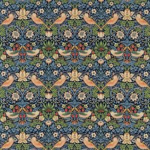 Morris & Co | Strawberry Thief | Fabric | DMCR226463 | Top Designer 0 https://www.top-designer.co.uk/fabric/341308-morris-co-strawberry-thief-fabric-dmcr226463 Wallpaper Strawberry, William Morris Wallpaper, Blue Strawberry, William Morris Designs, Draft Stopper, Strawberry Thief, Painted Rug, Traditional Fabric, Roman Blinds